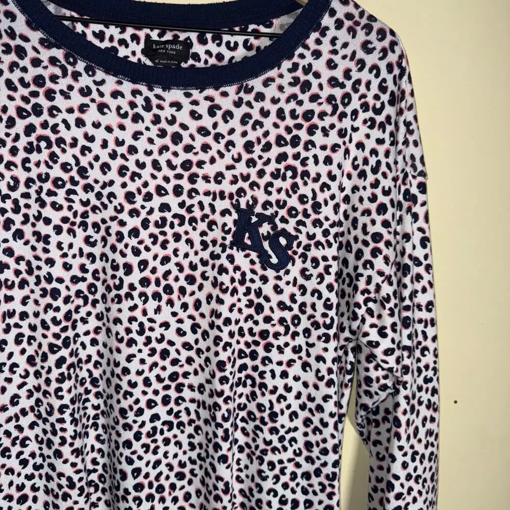 KATE SPADE cozy oversized cheetah print long sleeve night dress XL